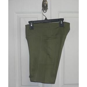 Freely Women's Exhale 7" Moisture Wicking Pocket‎ Bermuda Shorts Small Green $30